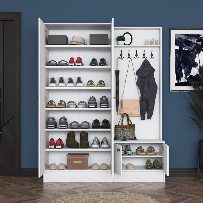 Hanah Home Soporte de Pasillo Blanco con Estanterías
